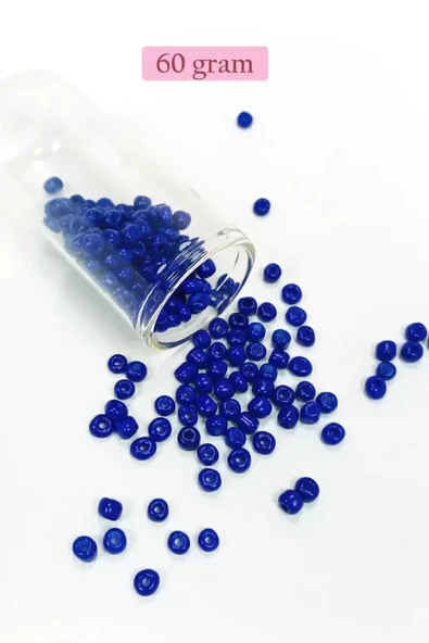 Dökme Cam Kum Boncuk Büyük Boy (6/0) 4 mm - 60 Gram - Koyu Mavi - BNC139 ürün görseli 1