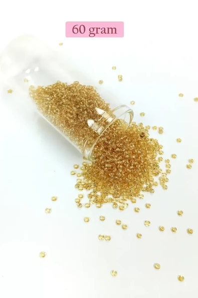 Dökme Cam Kum Boncuk (11/0) 2 mm - 60 Gram -  Şeffaf Bal Rengi - BNC068 ürün görseli 1