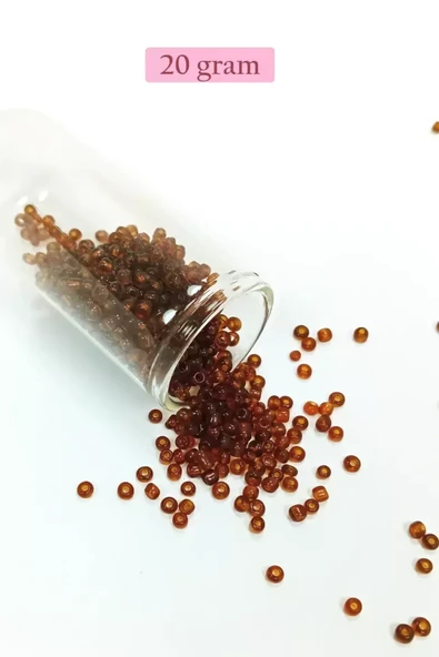 Dökme Cam Kum Boncuk (8/0) 3 mm - 20 Gram - Şeffaf Koyu Kahve - BNC159 ürün görseli 1