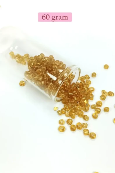 Dökme Cam Kum Boncuk Büyük Boy (6/0) 4 mm - 60 Gram - Şeffaf Bal - BNC119 ürün görseli 1