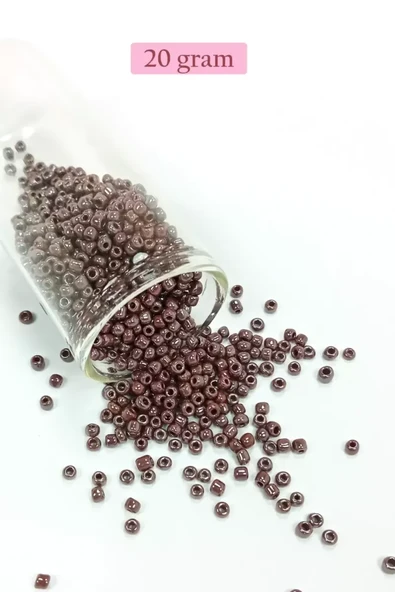 Dökme Cam Kum Boncuk (8/0) 3 mm - 20 Gram - Parlak Koyu Kestane - BNC168 ürün görseli 1