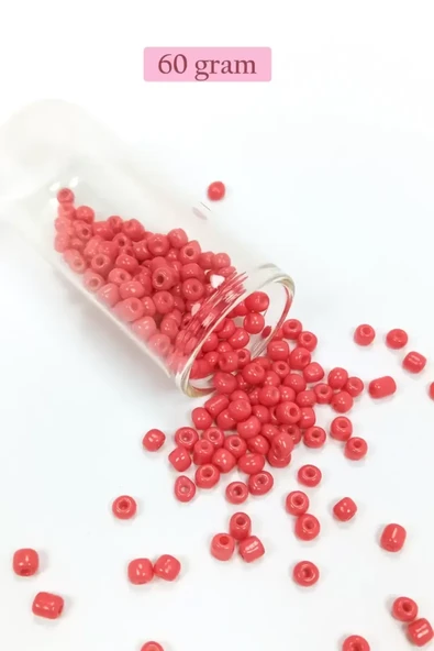 Dökme Cam Kum Boncuk Büyük Boy (6/0) 4 mm - 60 Gram - Açık Kırmızı - BNC125 ürün görseli 1
