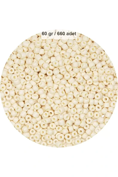 Beyaz Renk 4 mm Yaklaşık 660 adet / 60 gram Cam Boncuk Oya Yazma Bileklik ve Kolye ürün görseli 1