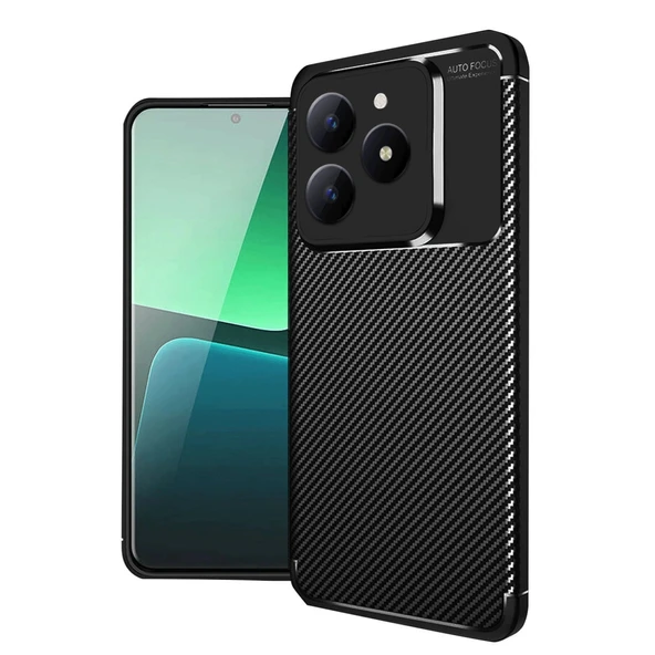 Realme C61 Kılıf Auto Focus Karbon Kapak - Siyah ürün görseli 1