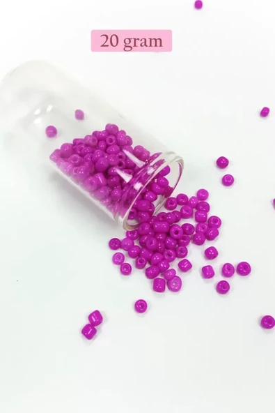 Dökme Cam Kum Boncuk Büyük Boy (6/0) 4 mm - 20 Gram - Fuşya - BNC099 ürün görseli 1