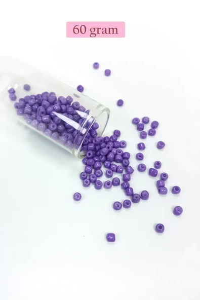 Dökme Cam Kum Boncuk Büyük Boy (6/0) 4 mm - 60 Gram - Mor - BNC116 ürün görseli 1
