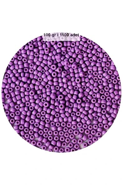 Mor Renk 4 mm Yaklaşık 1100 adet / 100 gram Cam Boncuk Oya Yazma Bileklik ve Kolye ürün görseli 1