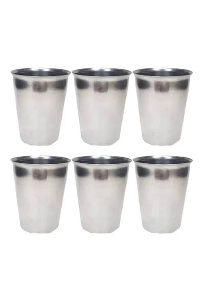 6 Adet Paslanmaz Çelik Krom Bardak 9 x 7,5 x 5,5cm ürün görseli 1