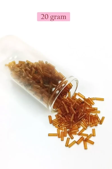Uzun Boru Kesme Boncuk Çap 2mm Uzunluk 10 mm - 20 Gram - Şeffaf Gold - BNC254 ürün görseli 1