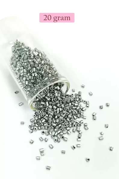 Kesme Cam Boncuk 2mm - 20 Gram - Mat Gümüş -BNC333 ürün görseli 1