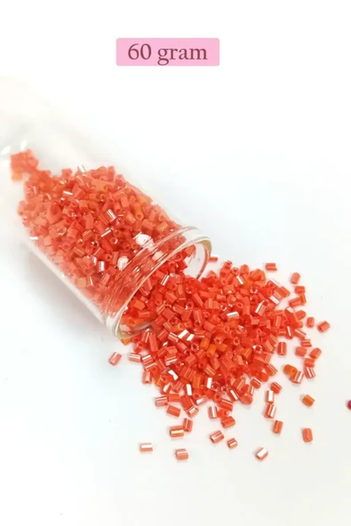 Kesme Cam Boncuk 2mm - 60 Gram - Mercan Kırmızı - BNC358 ürün görseli 1
