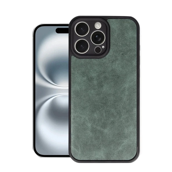 Apple İphone 16 Pro Max Kılıf Aras Deri Kapak - Koyu Yeşil ürün görseli 1