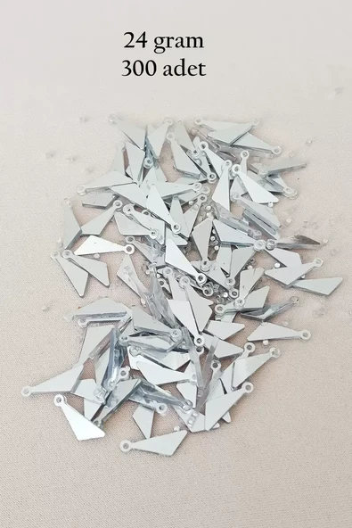 Oya Abiye Bileklik Kolye Pleksi Metalik Plastik Pul Gümüş Renk 24 gram 300 adet - BNC593 ürün görseli 1