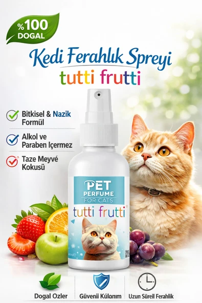 Kedi Bakım Parfümü 100 ml | Tutti Frutti – Hafif, Ferah ve Günlük Kullanım ürün görseli 1