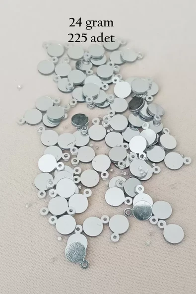 Oya Abiye Bileklik Kolye Pleksi Metalik Plastik Pul Gümüş Renk 24 gram 225 adet - BNC580 ürün görseli 1