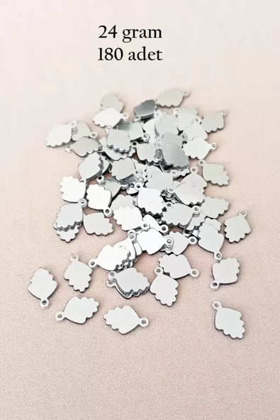 Oya Abiye Bileklik Kolye Pleksi Metalik Plastik Pul Gümüş Renk 24 gram 180 adet - BNC564 ürün görseli 1