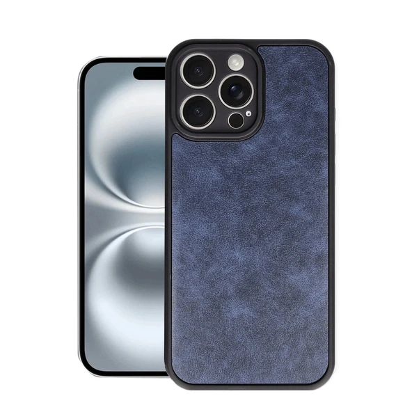 Apple İphone 16 Pro Max Kılıf Aras Deri Kapak - Lacivert ürün görseli 1