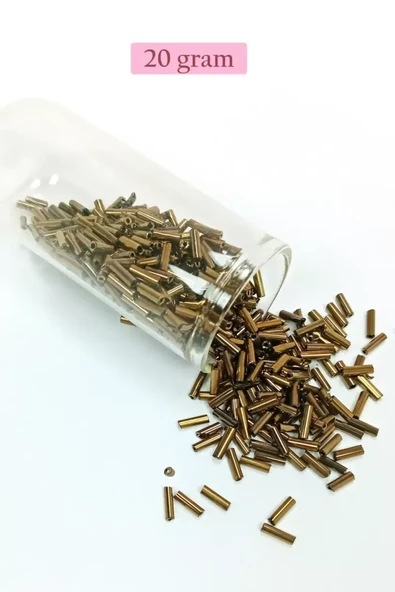 Uzun Boru Kesme Boncuk Çap 2mm Uzunluk 10 mm - 20 Gram - Parlak Gold - BNC249 ürün görseli 1