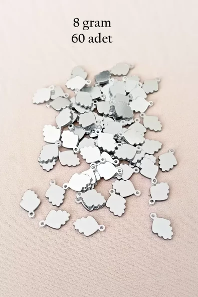 Oya Abiye Bileklik Kolye Pleksi Metalik Plastik Pul Gümüş Renk 8 gram 60 adet - BNC504 ürün görseli 1
