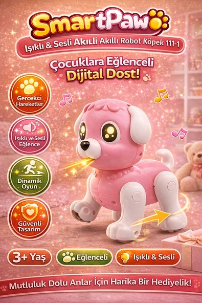SmartPaw Sesli Işıklı Akıllı Robot Köpek Çocuklara Eğlenceli Dijital Dost! ürün görseli 1