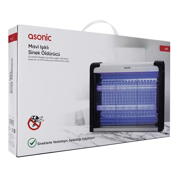 ASONIC AS-A29, Siyah, 6W, 2000V, Masaüstü, Zincir Askılı, 2adet UV Mor Işıklı, Siyah Kasa, Sinek Öldürücü ürün görseli 1