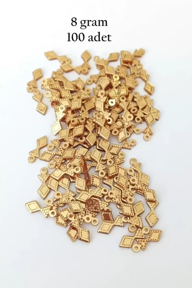 Oya Abiye Bileklik Kolye Pleksi Metalik Plastik Pul Altın Renk 8 gram 100 adet - BNC476 ürün görseli 1
