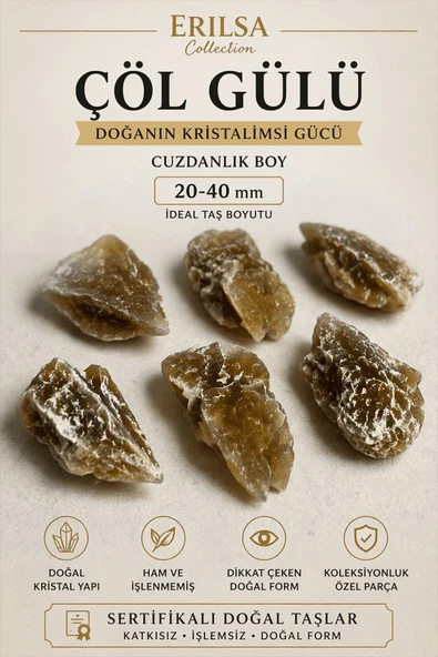 Sertifikalı Çöl Gülü Taşı Kütle - 20-40 mm Cüzdanlık Boy Doğal Kristal Toplu ürün görseli 1
