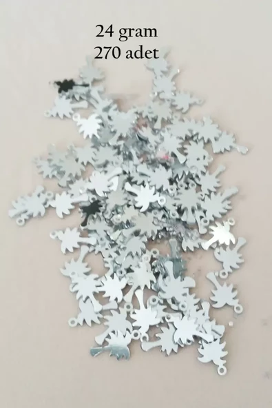 Oya Abiye Bileklik Kolye Pleksi Metalik Plastik Pul Gümüş Renk 24 gram 270 adet - BNC566 ürün görseli 1