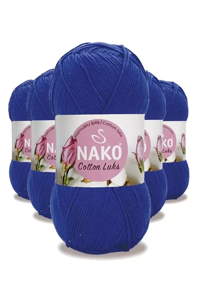 5 Adet Cotton Lüks Yelek Tunik Kazak Bluz Hırka İpi Yünü Saks Mavi 97561 ürün görseli 1