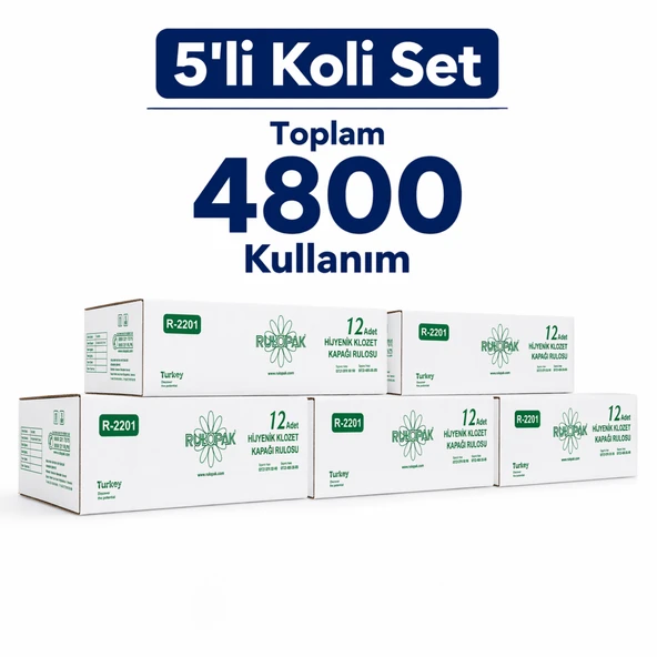 Rulopak Sensörlü Hijyenik Klozet Kapağı Rulosu 5’li Set (Toplam 4800 Kullanım) R-1314 Uyumlu ürün görseli 1