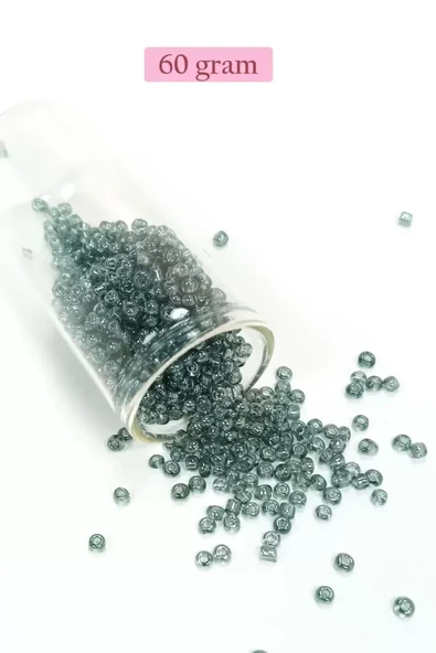 Dökme Cam Kum Boncuk (8/0) 3 mm - 60 Gram - Şeffaf Gri - BNC215 ürün görseli 1