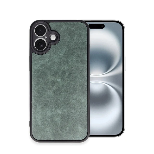 Apple İphone 16 Plus Kılıf Aras Deri Kapak - Koyu Yeşil ürün görseli 1