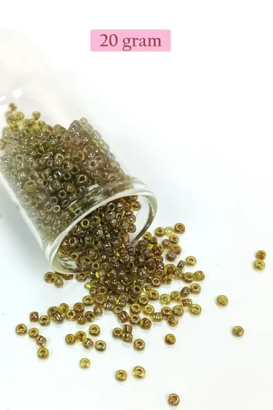 Dökme Cam Kum Boncuk (8/0) 3 mm - 20 Gram - Yeşil Siyah - BNC182 ürün görseli 1