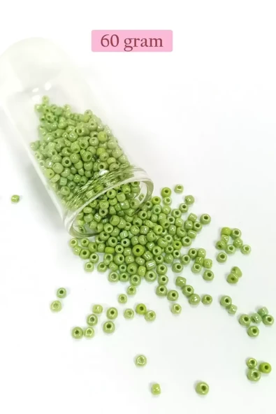 Dökme Cam Kum Boncuk (8/0) 3 mm - 60 Gram - Çimen Yeşili - BNC193 ürün görseli 1