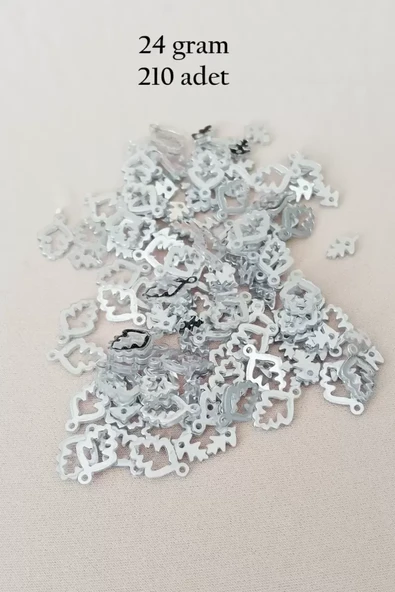 Oya Abiye Bileklik Kolye Pleksi Metalik Plastik Pul Gümüş Renk 24 gram 210 adet - BNC573 ürün görseli 1