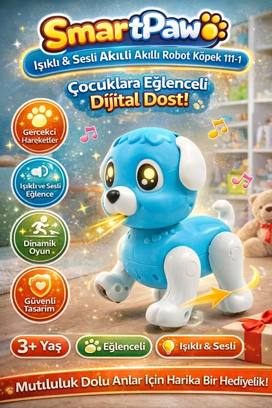 SmartPaw Sesli Işıklı Akıllı Robot Köpek Çocuklara Eğlenceli Dijital Dost! ürün görseli 1