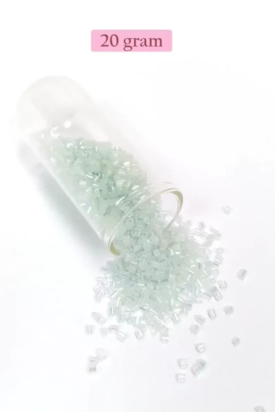 Kesme Cam Boncuk 2mm - 20 Gram - Şeffaf Beyaz -BNC320 ürün görseli 1