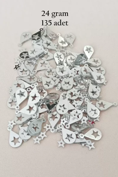 Oya Abiye Bileklik Kolye Pleksi Metalik Plastik Pul Gümüş Renk 24 gram 195 adet - BNC581 ürün görseli 1