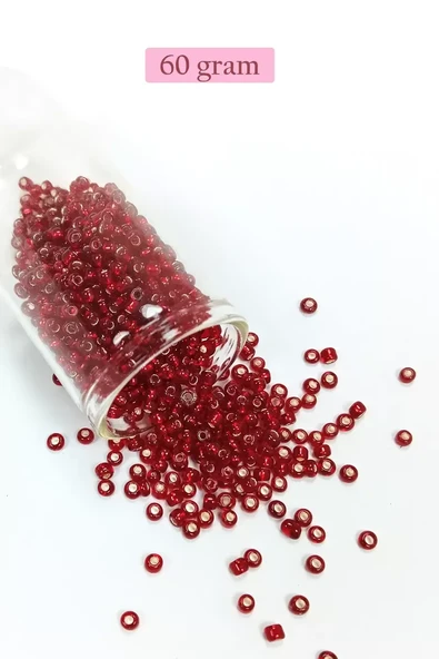 Dökme Cam Kum Boncuk (8/0) 3 mm - 60 Gram - Koyu Kırmızı - BNC224 ürün görseli 1