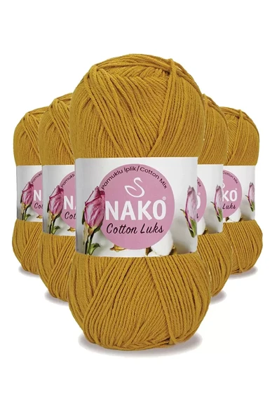 5 Adet Cotton Lüks Yelek Tunik Kazak Bluz Hırka İpi Yünü Hardal 97555 ürün görseli 1
