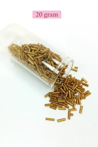 Uzun Boru Kesme Boncuk Çap 2mm Uzunluk 10 mm - 20 Gram - Altın Sarısı - BNC231 ürün görseli 1