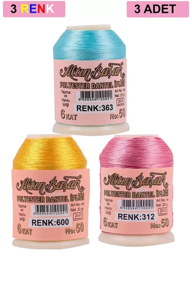 3 Adet Altınbaşak Oya ve Dantel İpi 20 gr - Royaleks - No: 600 - 312 - 363 ürün görseli 1