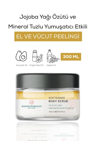 Bahar Babacan Jojoba Yağı Özütü Mineral Tuz Yumuşatıcı Etkili El Ayak Vücut Peeling 300 ml ürün görseli 1