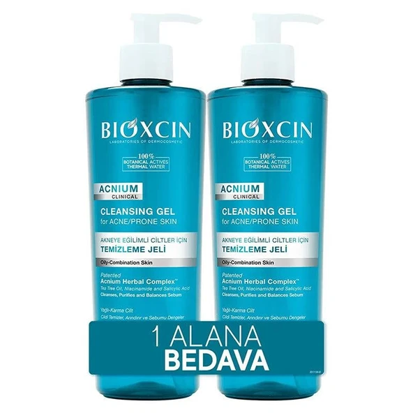 Bioxcin Acnium Yüz Yıkama Jeli Sebium Dengeleyici 500 ml - 1+1 Hediyeli ürün görseli 1