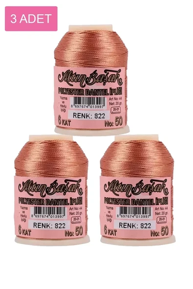 3 Adet Altınbaşak Oya ve Dantel İpi 20 gr - Royaleks - No: 822 ürün görseli 1