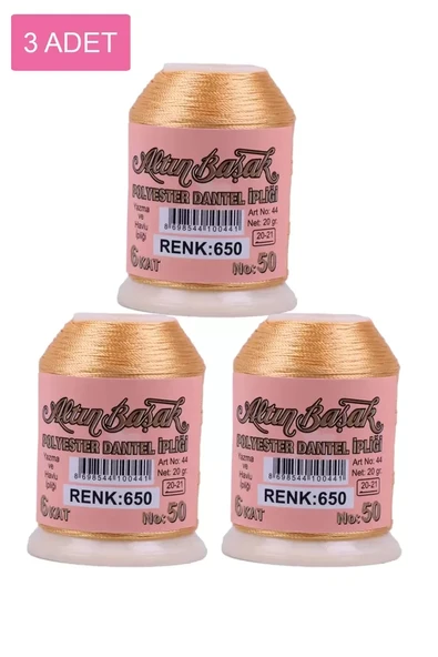 3 Adet Altınbaşak Oya ve Dantel İpi 20 gr - Royaleks - No: 650 ürün görseli 1