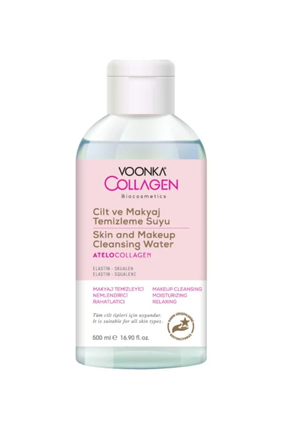 Voonka Biocosmetics Atelocollagen Cilt ve Makyaj Temizleme Suyu 500 ml - İkincisi Hediye ürün görseli 1