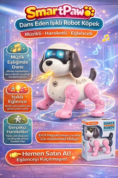 SmartPaw Dans Eden Işıklı Robot Köpek Müzikli Hareketli Eğlenceli Akıllı Oyuncak ürün görseli 1