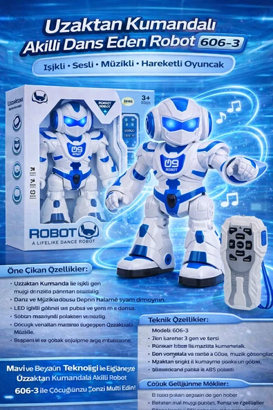 Uzaktan Kumandalı Akıllı Dans Eden Robot Işıklı Sesli Müzikli Hareketli Robot ürün görseli 1