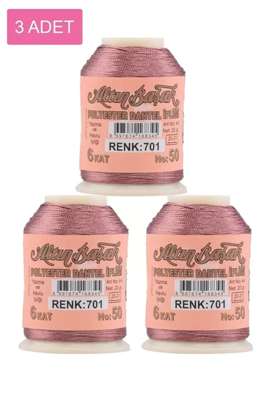 3 Adet Altınbaşak Oya ve Dantel İpi 20 gr - Royaleks - No: 701 ürün görseli 1